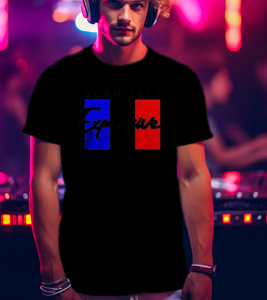 Born Free But Now I'm Expensive Red And Blue Blocks T-Shirt