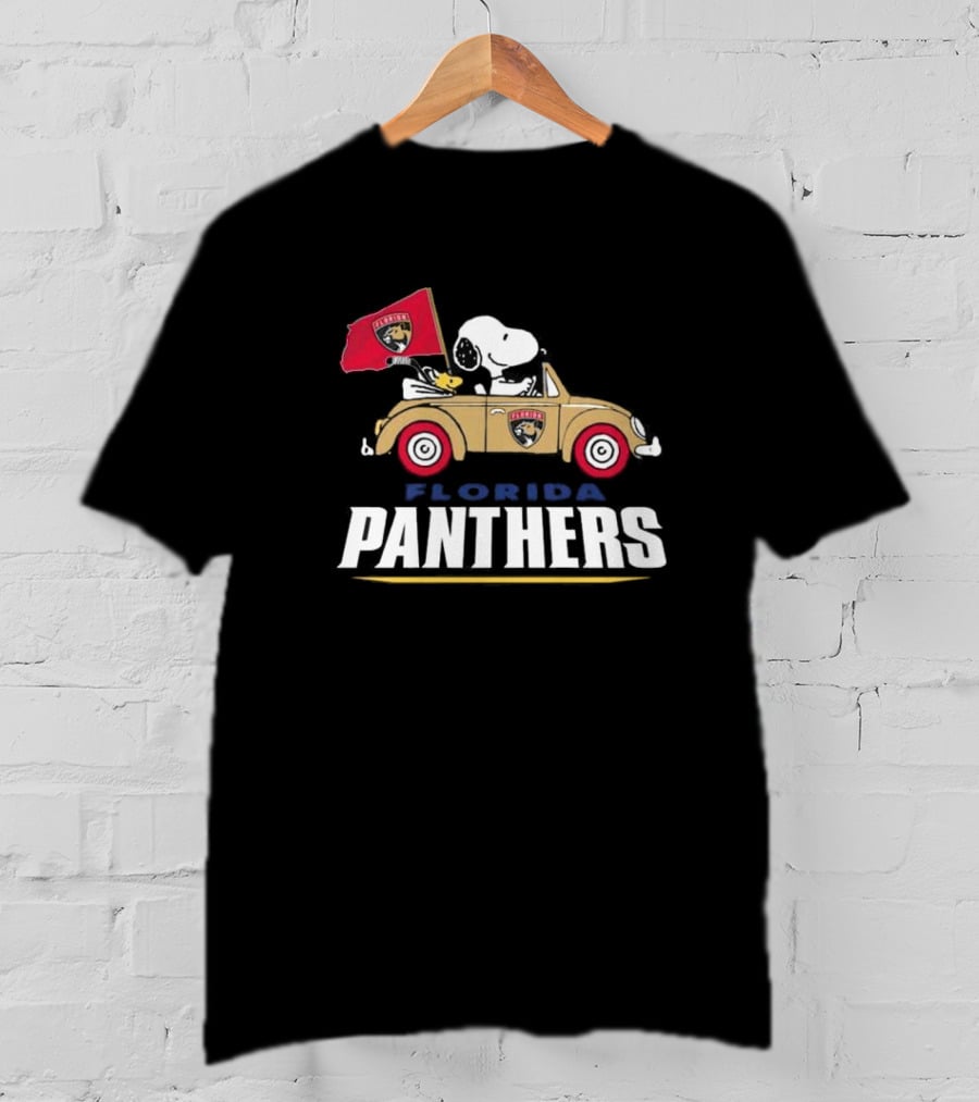Florida Panthers Hockey Snoopy Driving Classic Car Fan T-Shirt