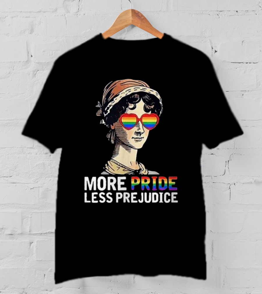 More Pride Less Prejudice Rainbow Heart Glasses T-Shirt