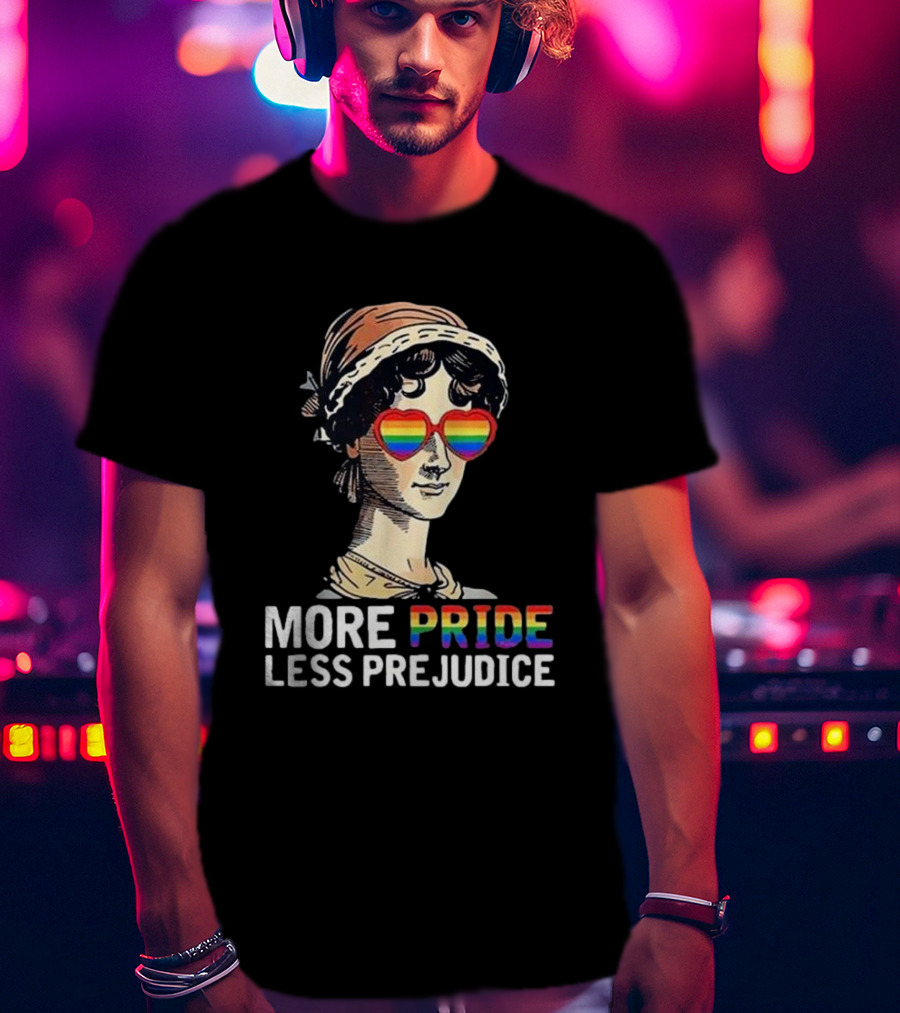 More Pride Less Prejudice Rainbow Heart Glasses T-Shirt