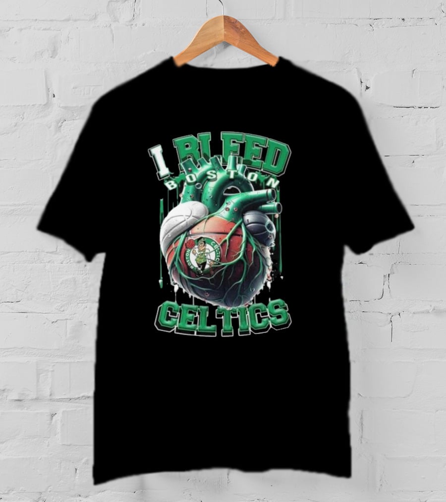 I Bleed Boston Celtics Basketball Heart Fan Forever Celtics T-Shirt