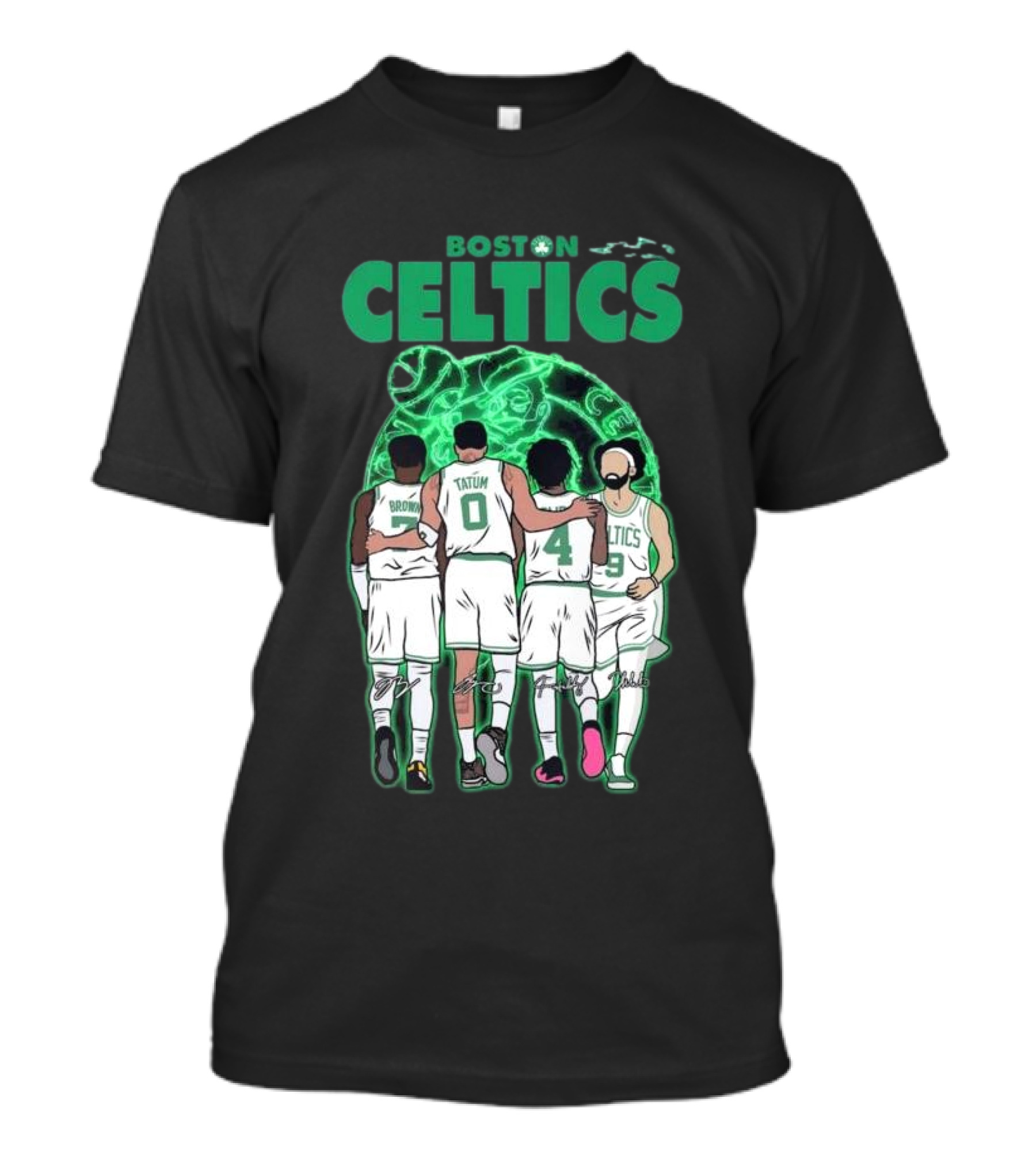 Boston Celtics Brown Tatum Holiday Derrick Signatures Basketball Players T-Shirt