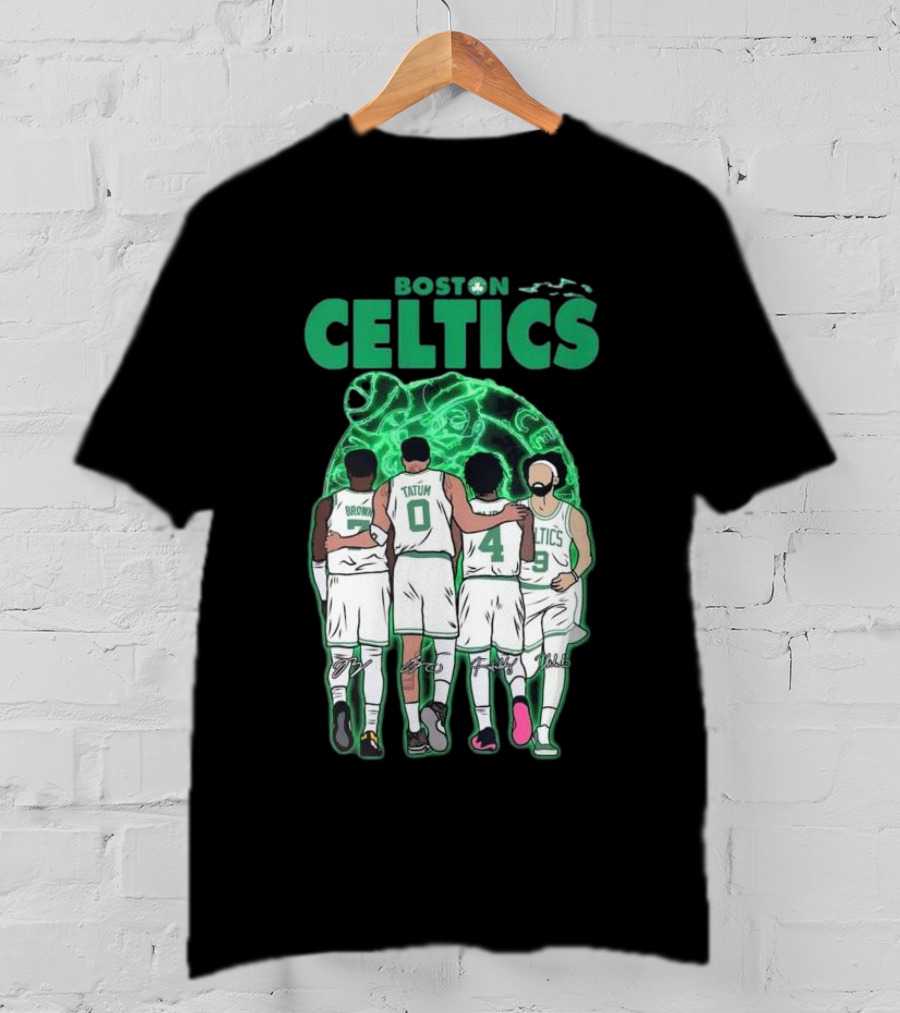 Boston Celtics Brown Tatum Holiday Derrick Signatures Basketball Players T-Shirt