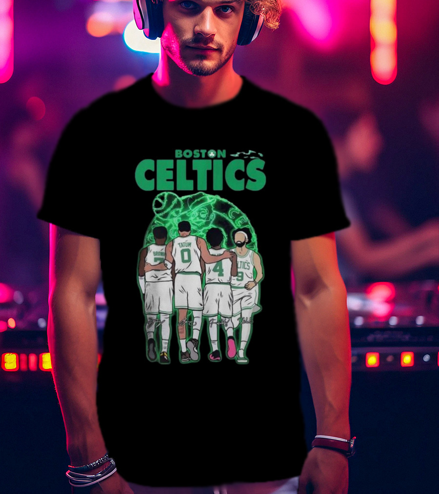 Boston Celtics Brown Tatum Holiday Derrick Signatures Basketball Players T-Shirt