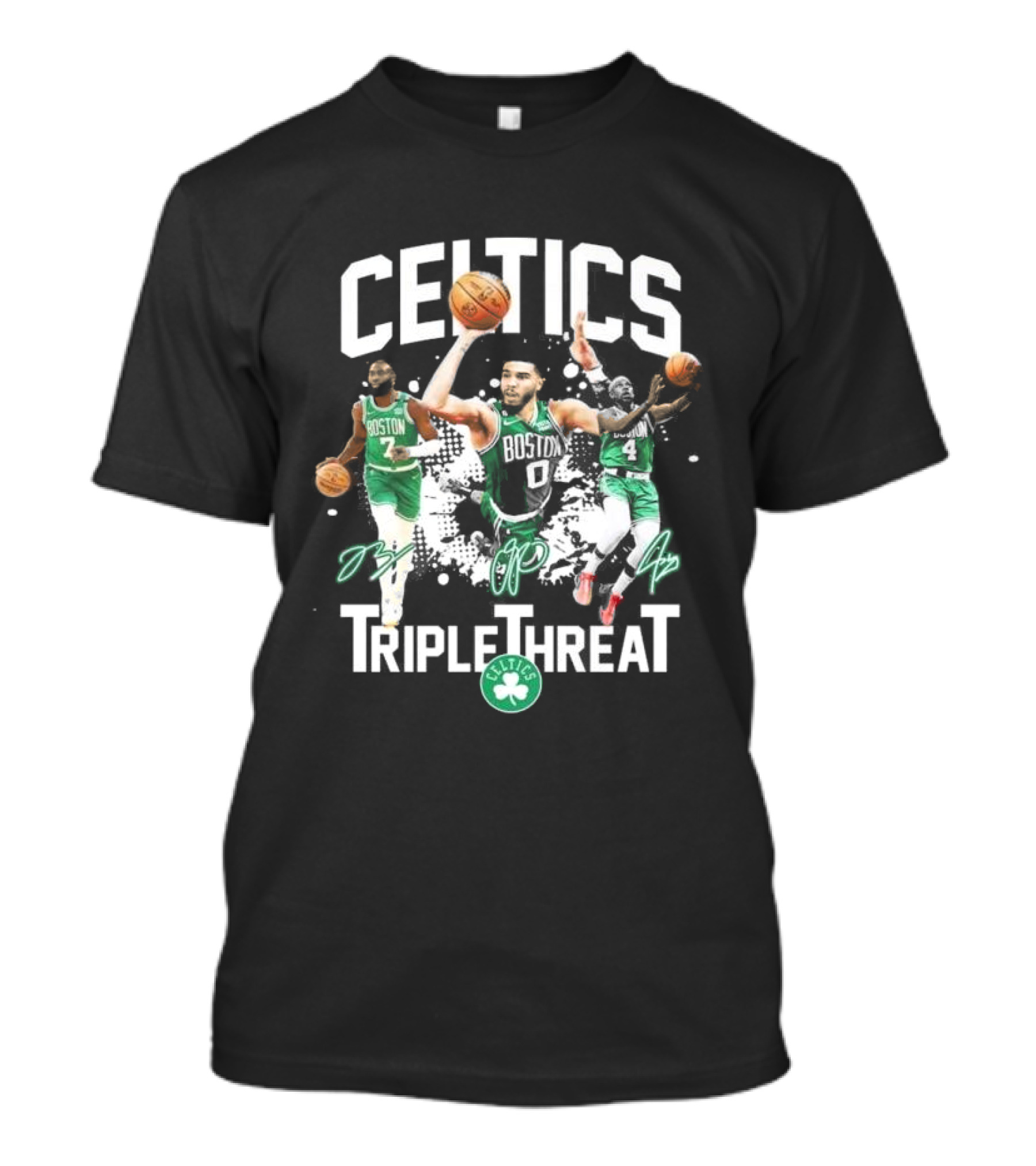 Celtics Boston Jrue Holiday Jayson Tatum Jaylen Brown Triple Threat Signatures T-Shirt