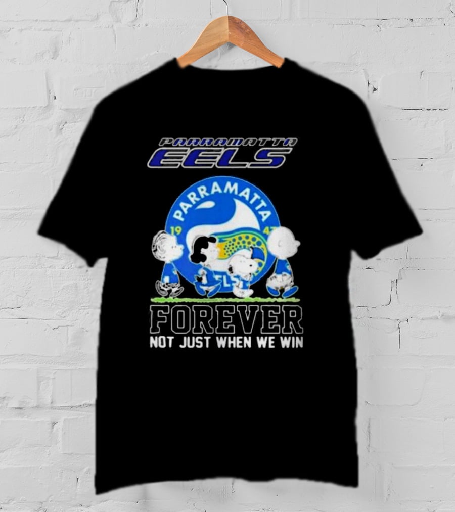 Parramatta Eels Peanuts Characters Walking Forever Not Just When We Win T-Shirt