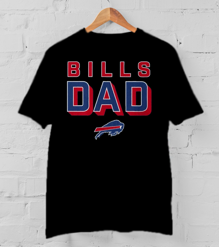 Buffalo Bills Dad Red Blue Bold Lettering T-Shirt
