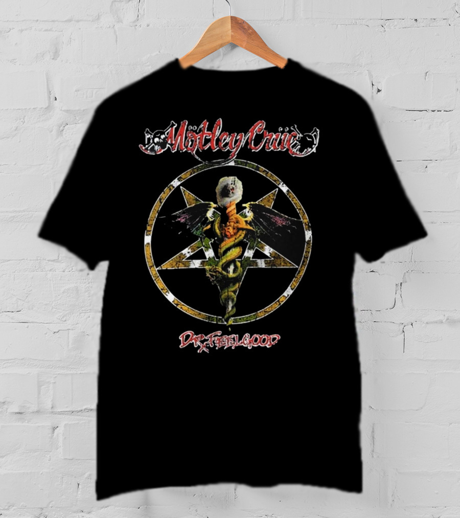 Motley Crue Dr. Feelgood Caduceus Pentagram T-Shirt