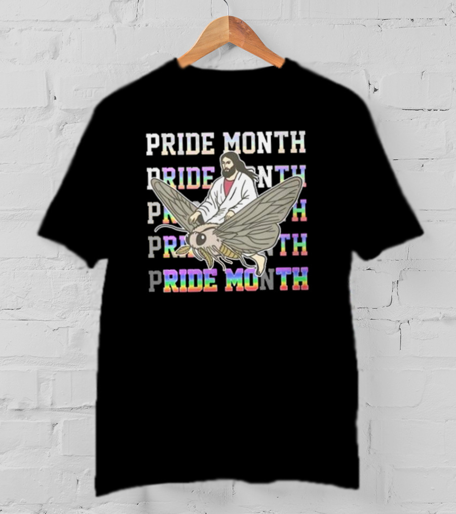 Pride Month Jesus Riding Moth T-Shirt
