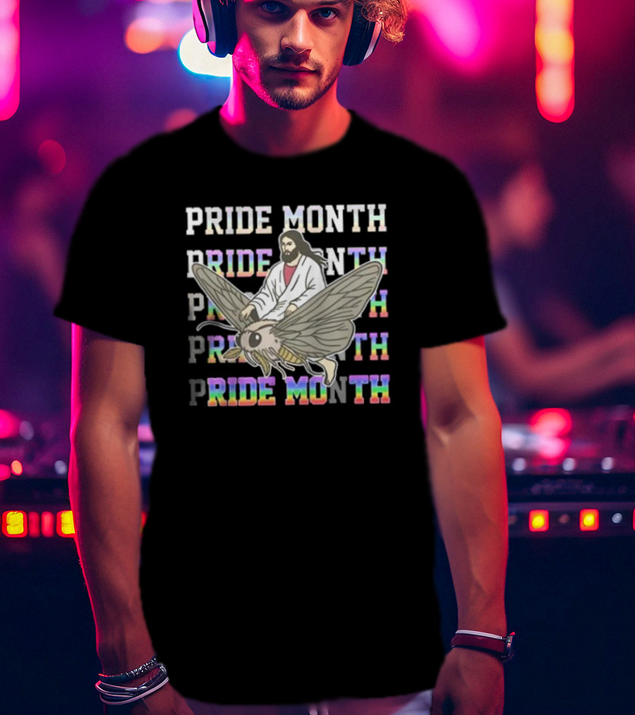Pride Month Jesus Riding Moth T-Shirt