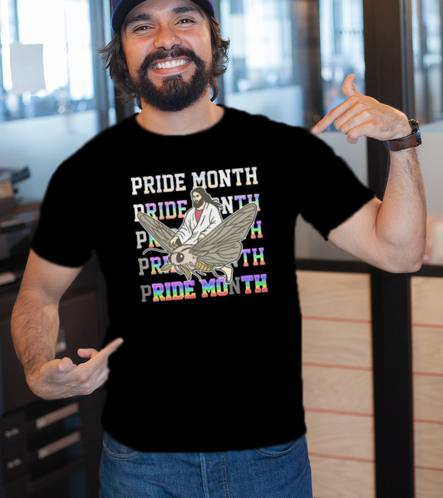 Pride Month Jesus Riding Moth T-Shirt