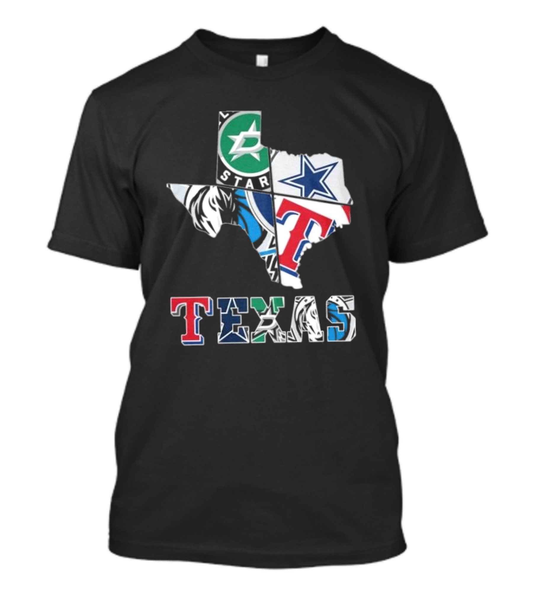 Texas Sports Teams Dallas Stars Dallas Cowboys Dallas Mavericks Texas Rangers Logos T-Shirt