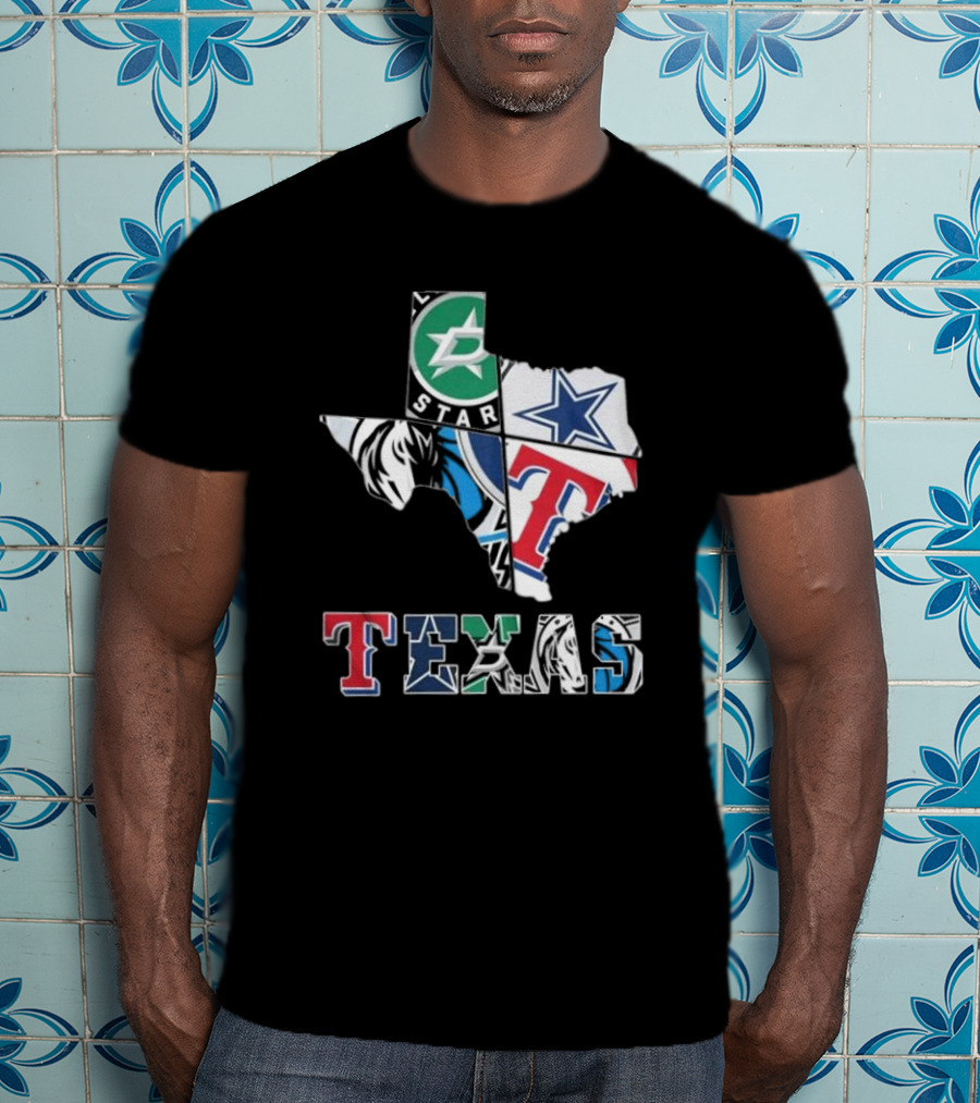 Texas Sports Teams Dallas Stars Dallas Cowboys Dallas Mavericks Texas Rangers Logos T-Shirt