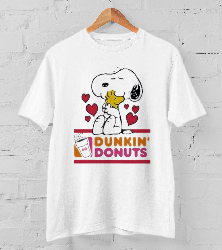 Snoopy And Woodstock With Hearts Dunkin' Donuts T-Shirt