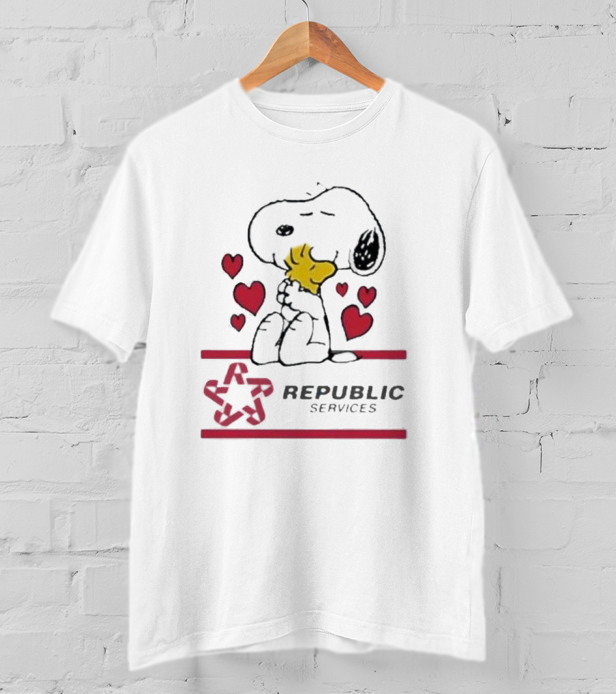 Snoopy Woodstock Republic Services Hearts T-Shirt
