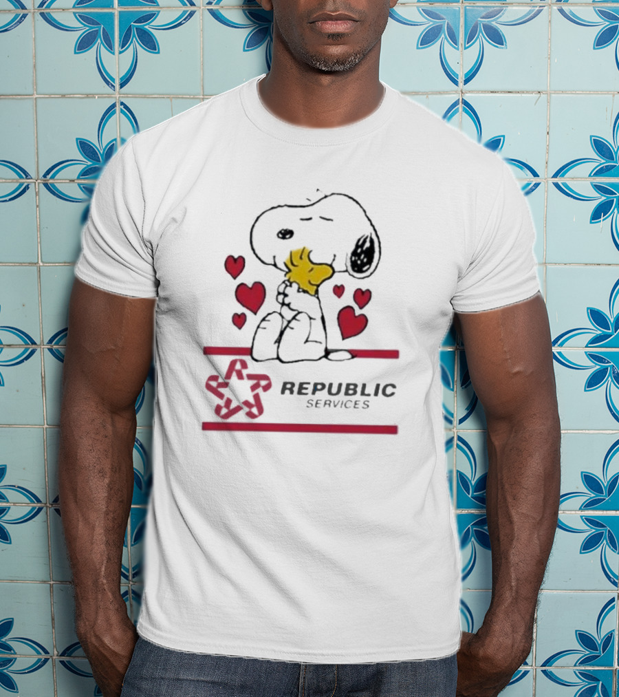 Snoopy Woodstock Republic Services Hearts T-Shirt