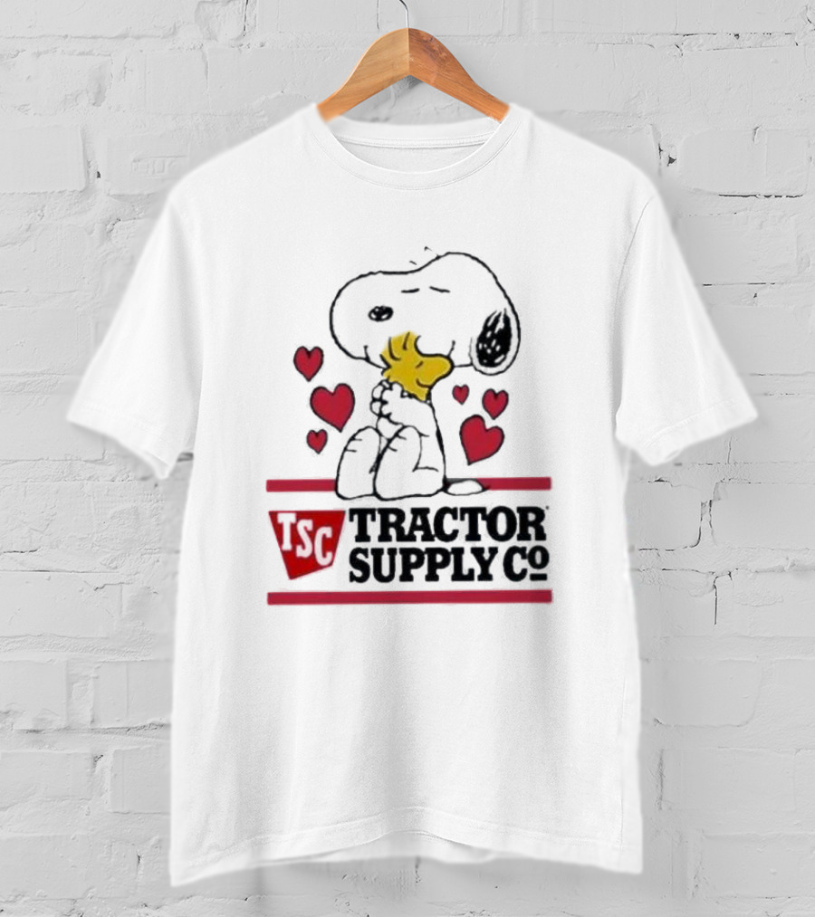 Snoopy Woodstock Hearts Tractor Supply Co Logo With TSC Emblem T-Shirt