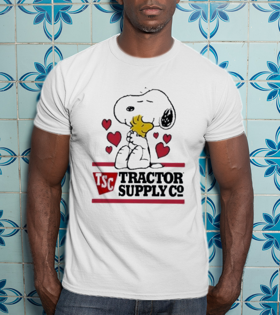 Snoopy Woodstock Hearts Tractor Supply Co Logo With TSC Emblem T-Shirt