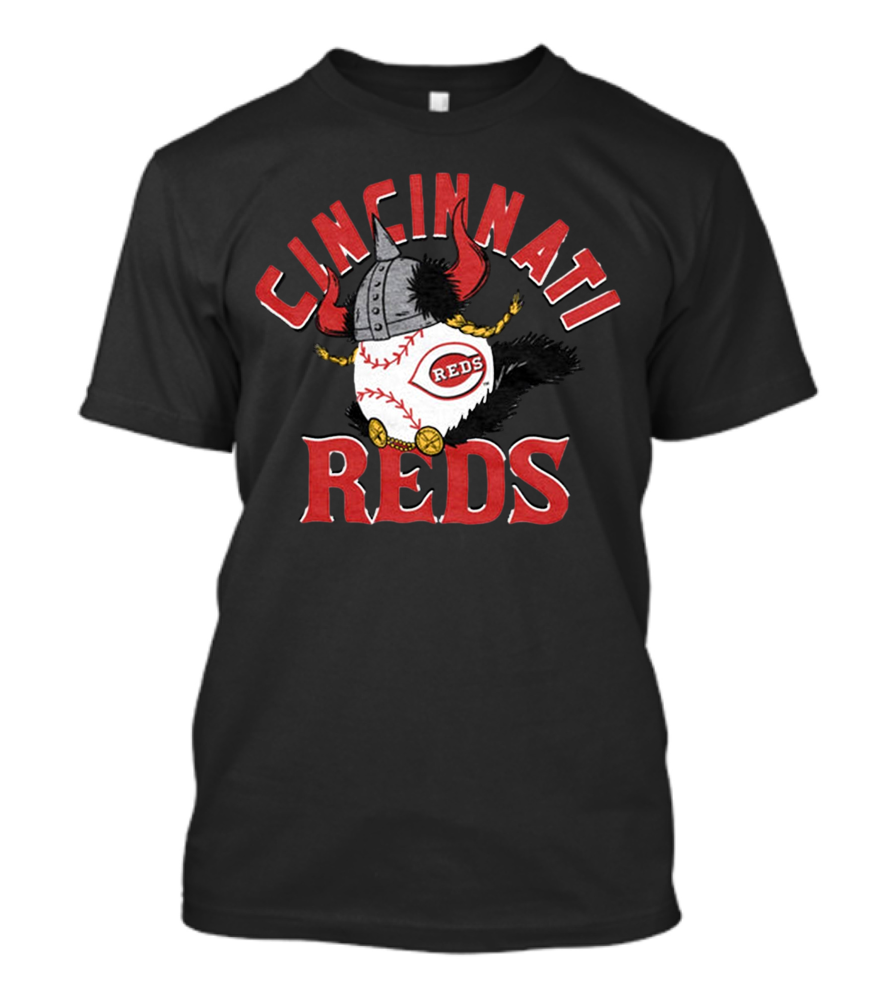 Cincinnati Reds Viking Baseball Helmet And Horns T-Shirt