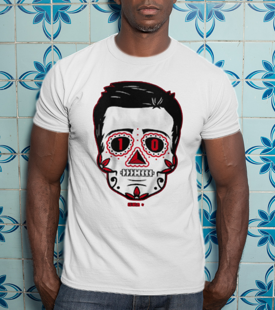 Drake Maye Sugar Skull Football Themed T-Shirt