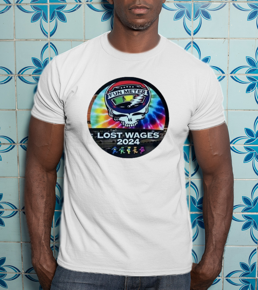 Grateful Dead Tie-Dye Fun Meter Skull Lost Wages T-Shirt