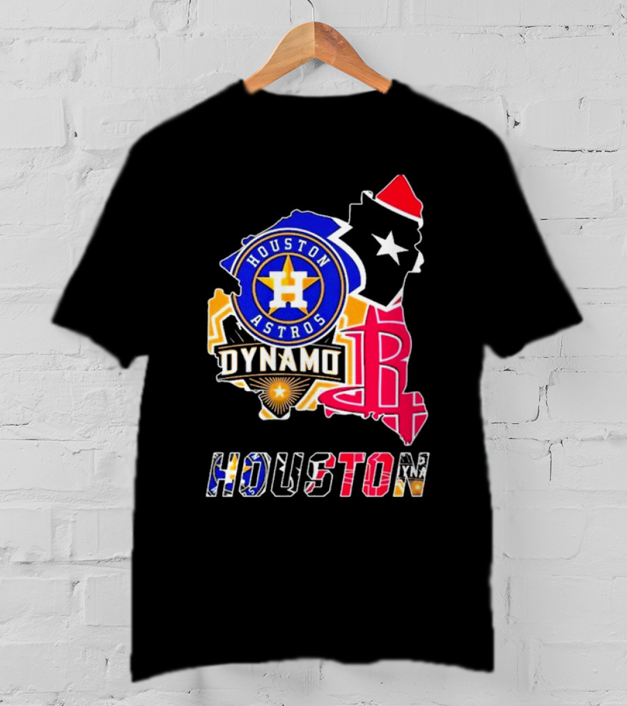 Houston Astros Dynamo Rockets Texas Map Sports Team T-Shirt