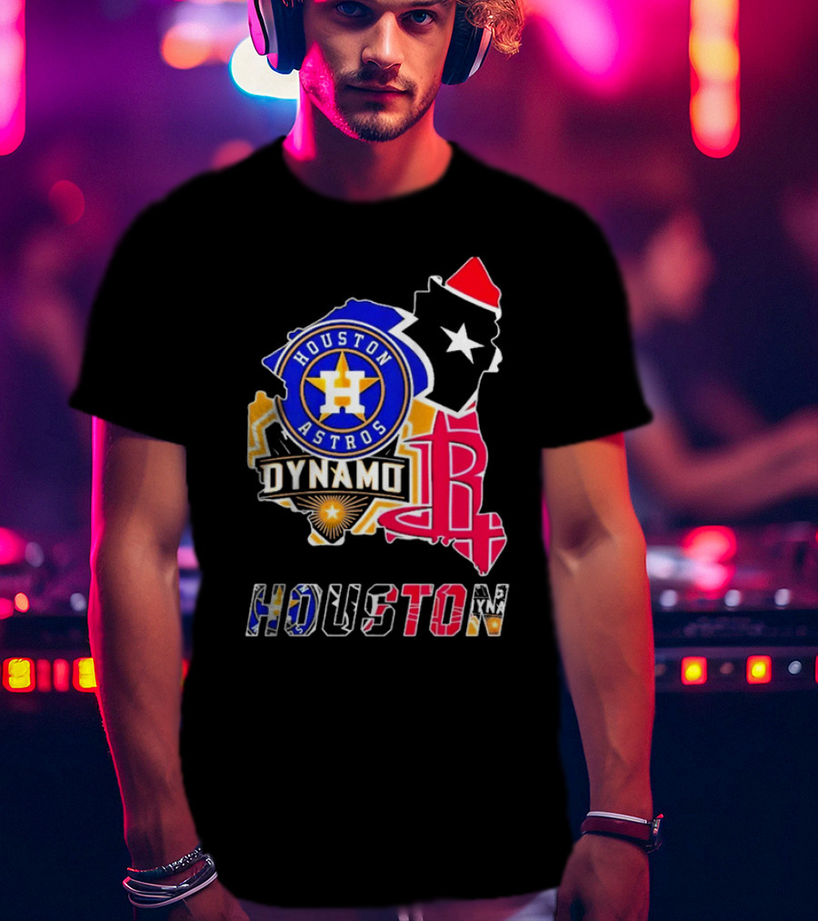 Houston Astros Dynamo Rockets Texas Map Sports Team T-Shirt