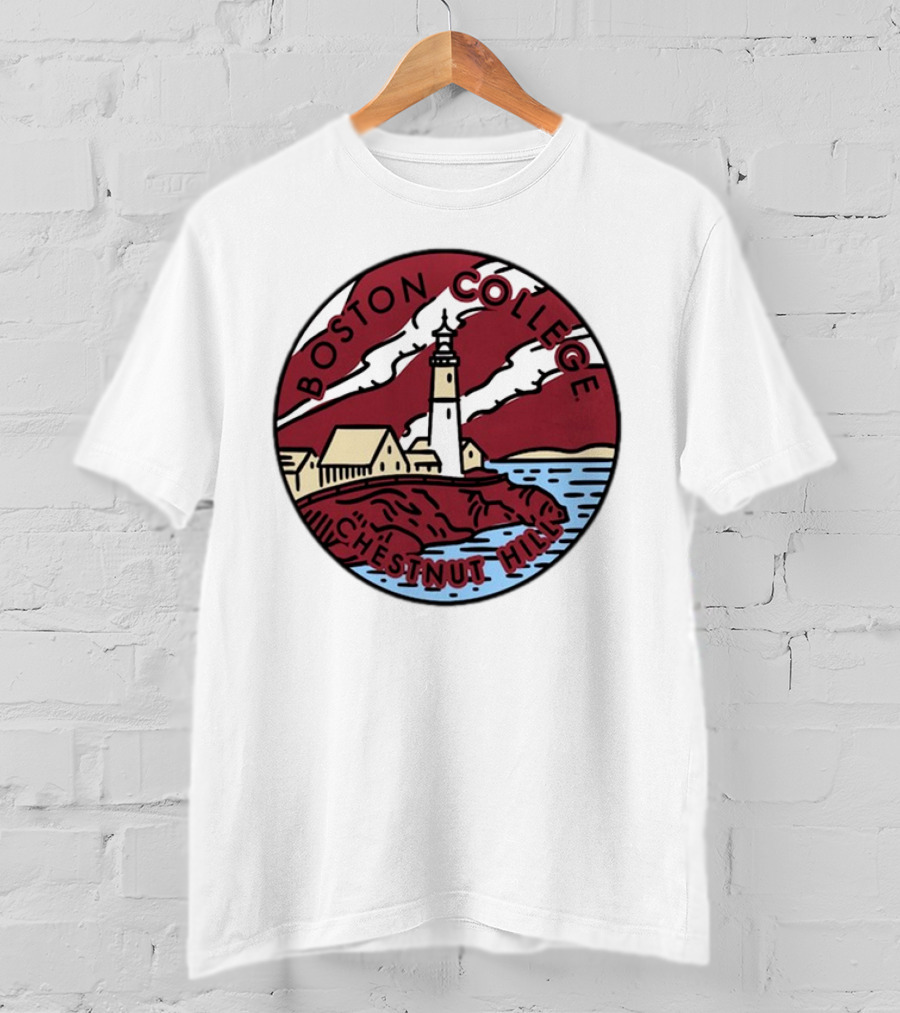 Maroon Boston College Eagles Scenic Comfort Colors Chestnut Hill Lighthouse Badge T-Shirt