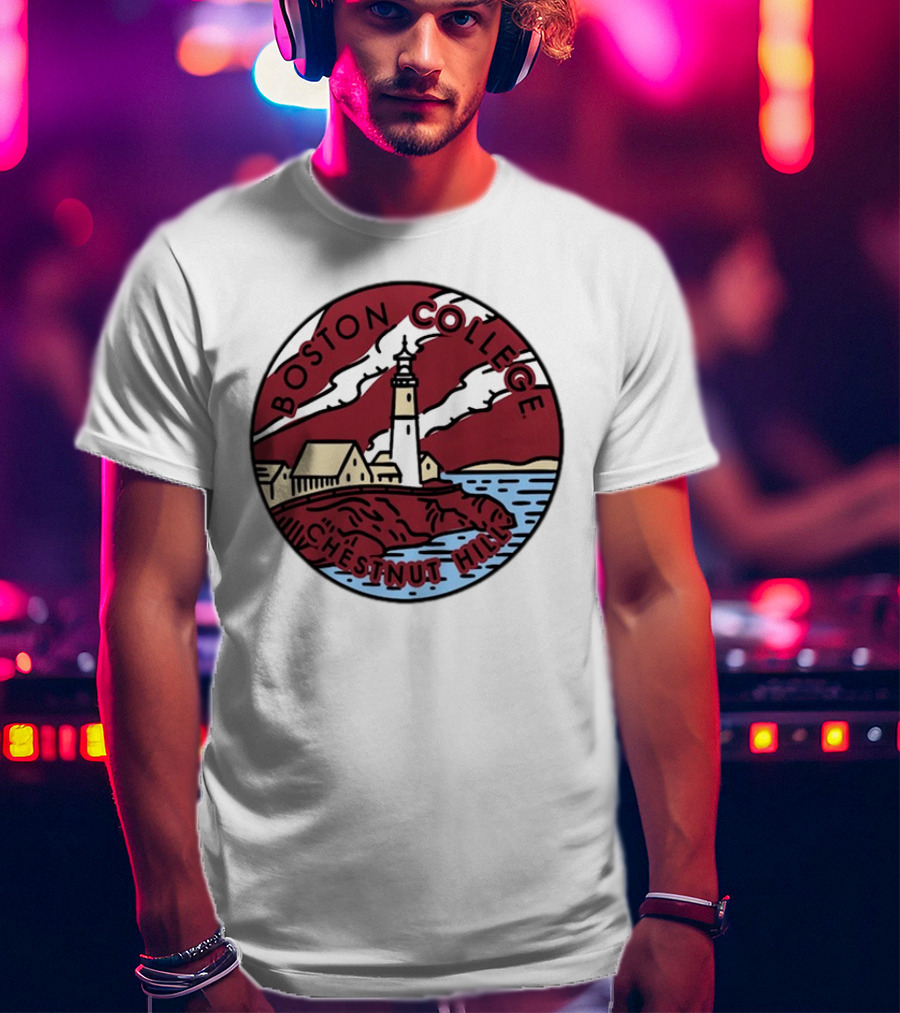 Maroon Boston College Eagles Scenic Comfort Colors Chestnut Hill Lighthouse Badge T-Shirt