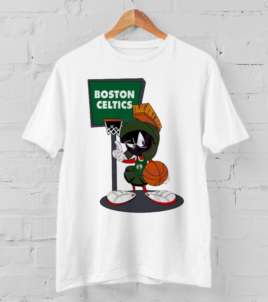 Boston Celtics Looney Tunes Marvin The Martian Basketball Hoop T-Shirt