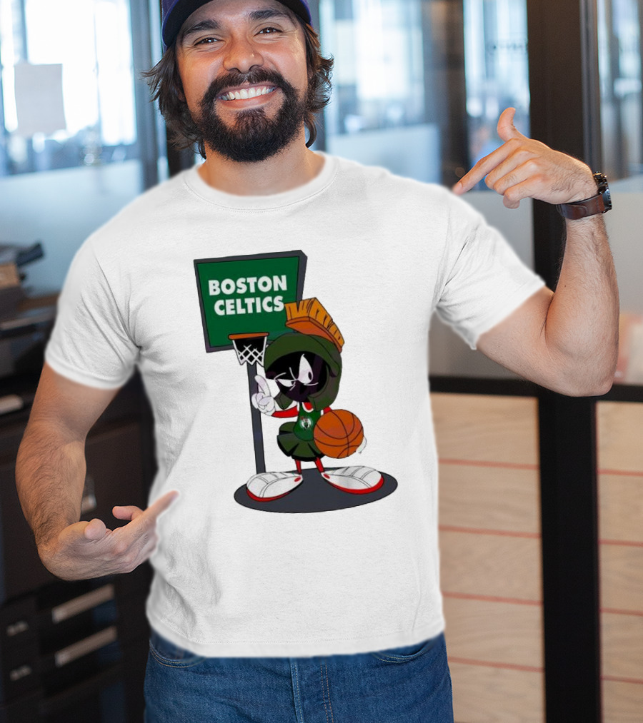 Boston Celtics Looney Tunes Marvin The Martian Basketball Hoop T-Shirt