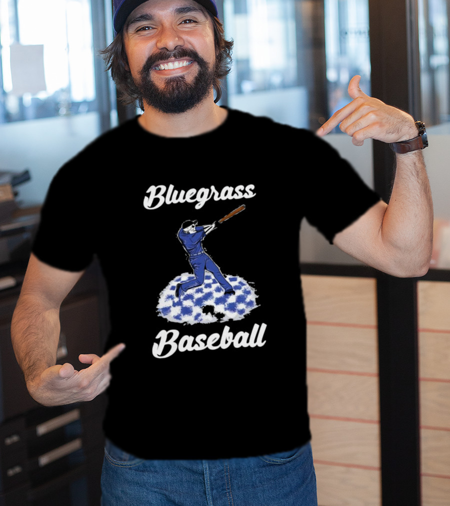 Bluegrass Baseball Batter With Blue And White Checkerboard Field T-Shirt