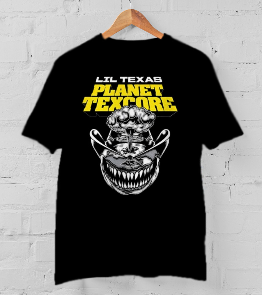 LIL TEXAS PLANET TEXCORE Smiling Skull With Mushroom Cloud And Cowboy Hat T-Shirt