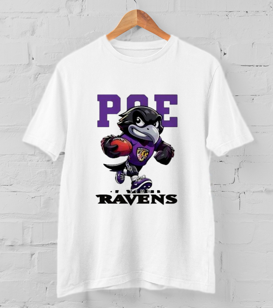 Poe Baltimore Ravens Mascot Football Character T-Shirt