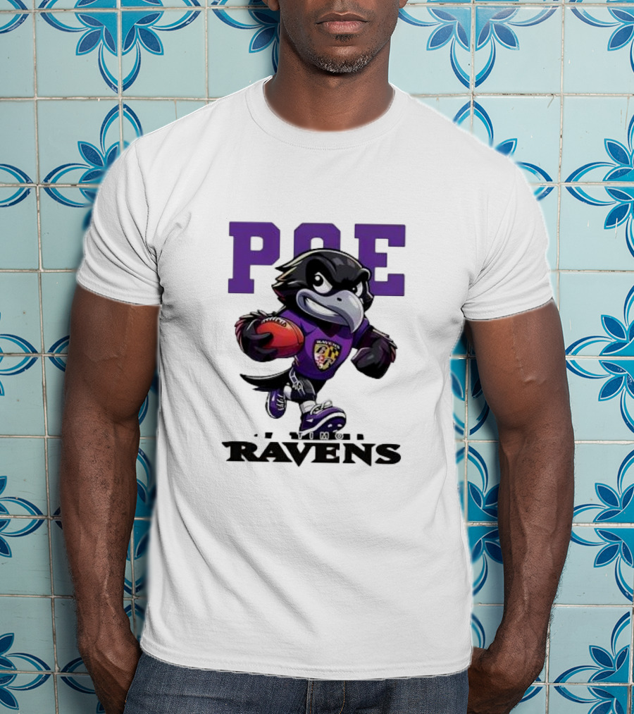 Poe Baltimore Ravens Mascot Football Character T-Shirt