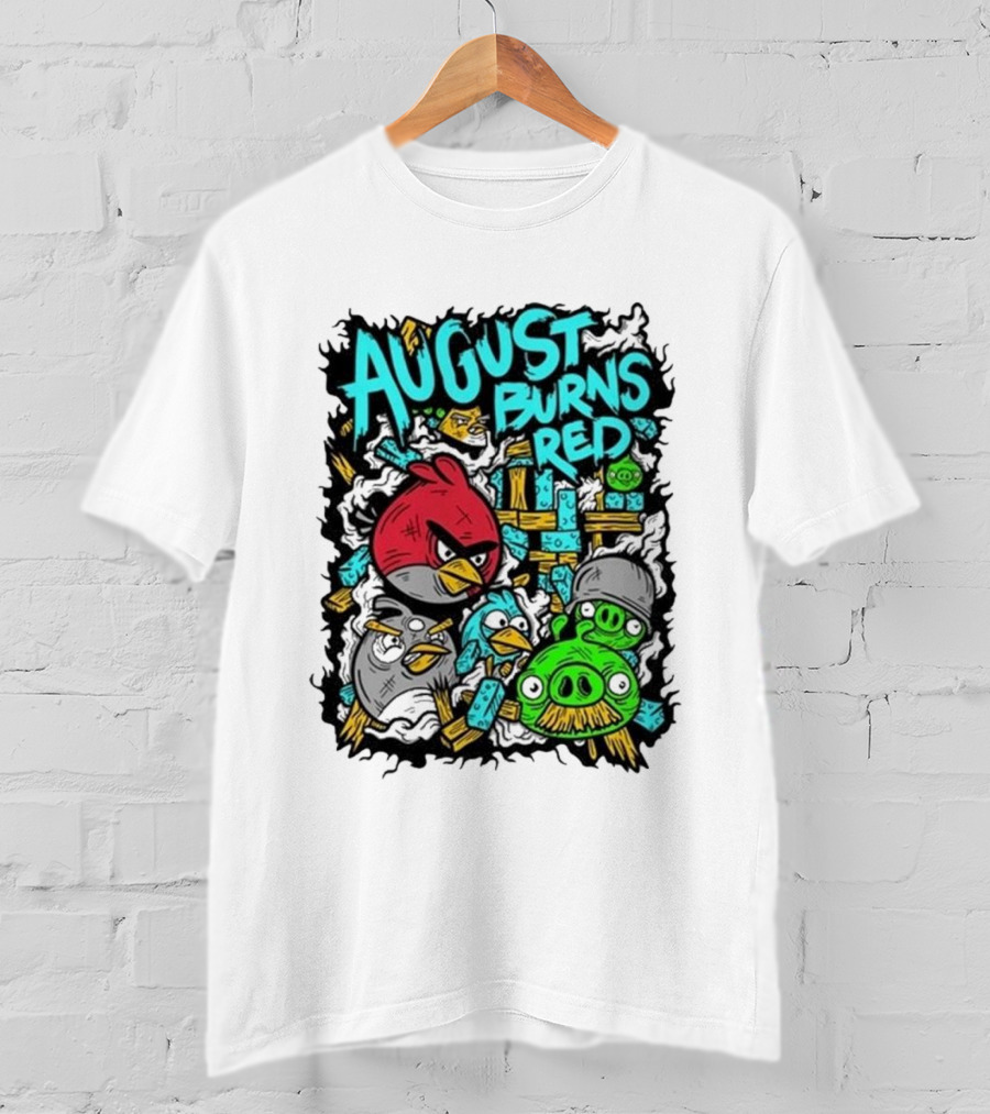 August Burns Red Angry Birds Throwback Collage With Pigs And Birds T-Shirt