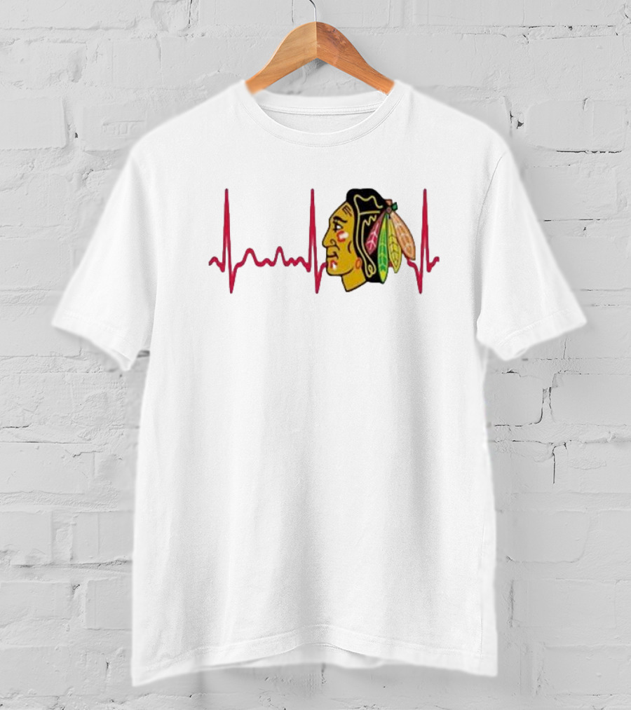 Chicago Blackhawks Heartbeat Hockey T-Shirt