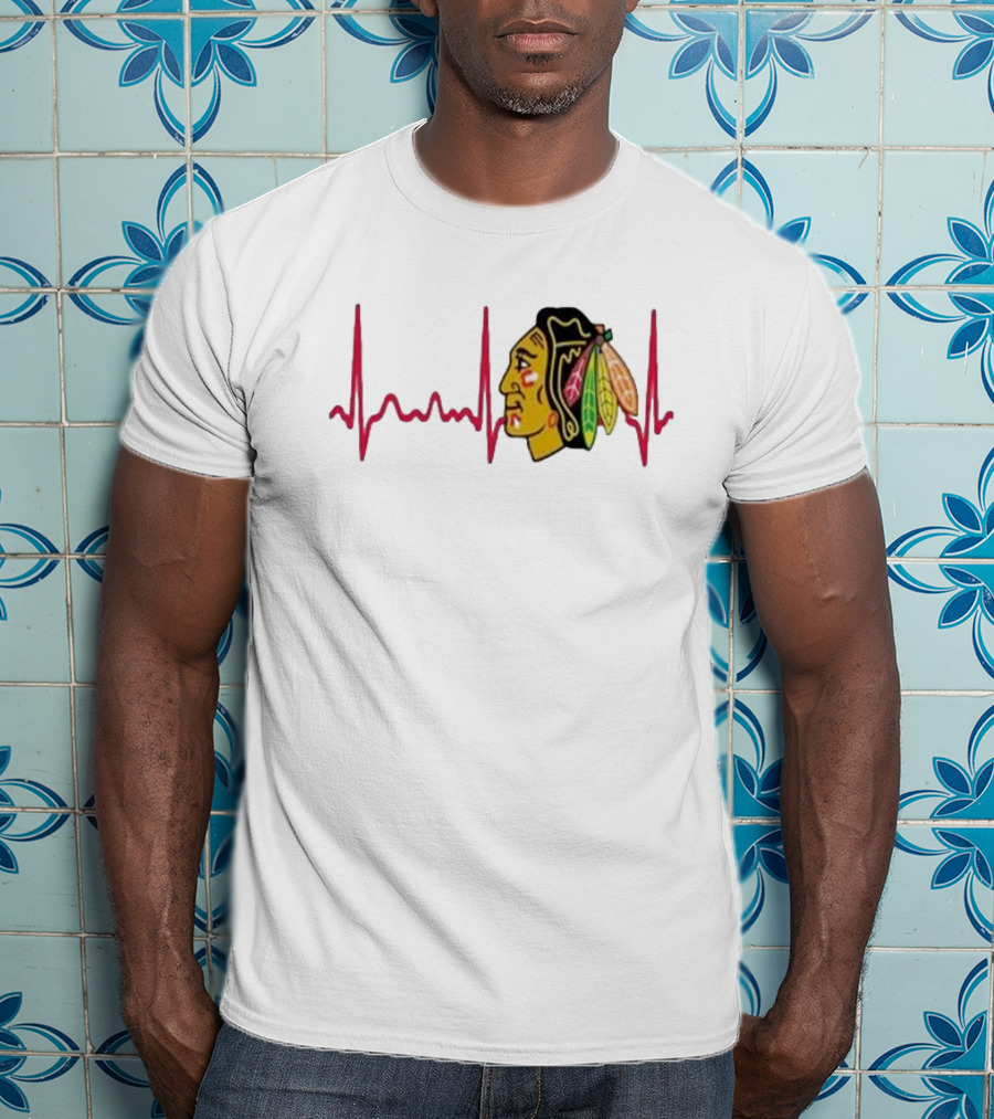 Chicago Blackhawks Heartbeat Hockey T-Shirt