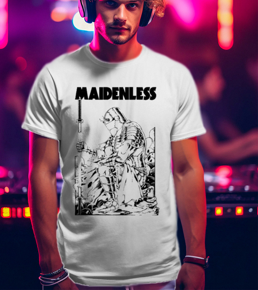 Maidenless Vintage Knight Artwork In Monochrome T-Shirt