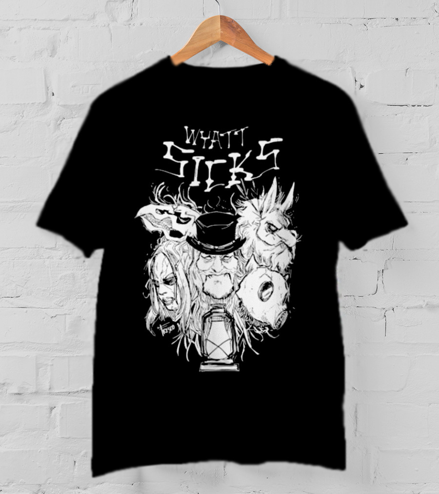 Wyatt Sicks Lantern And Masked Figures T-Shirt