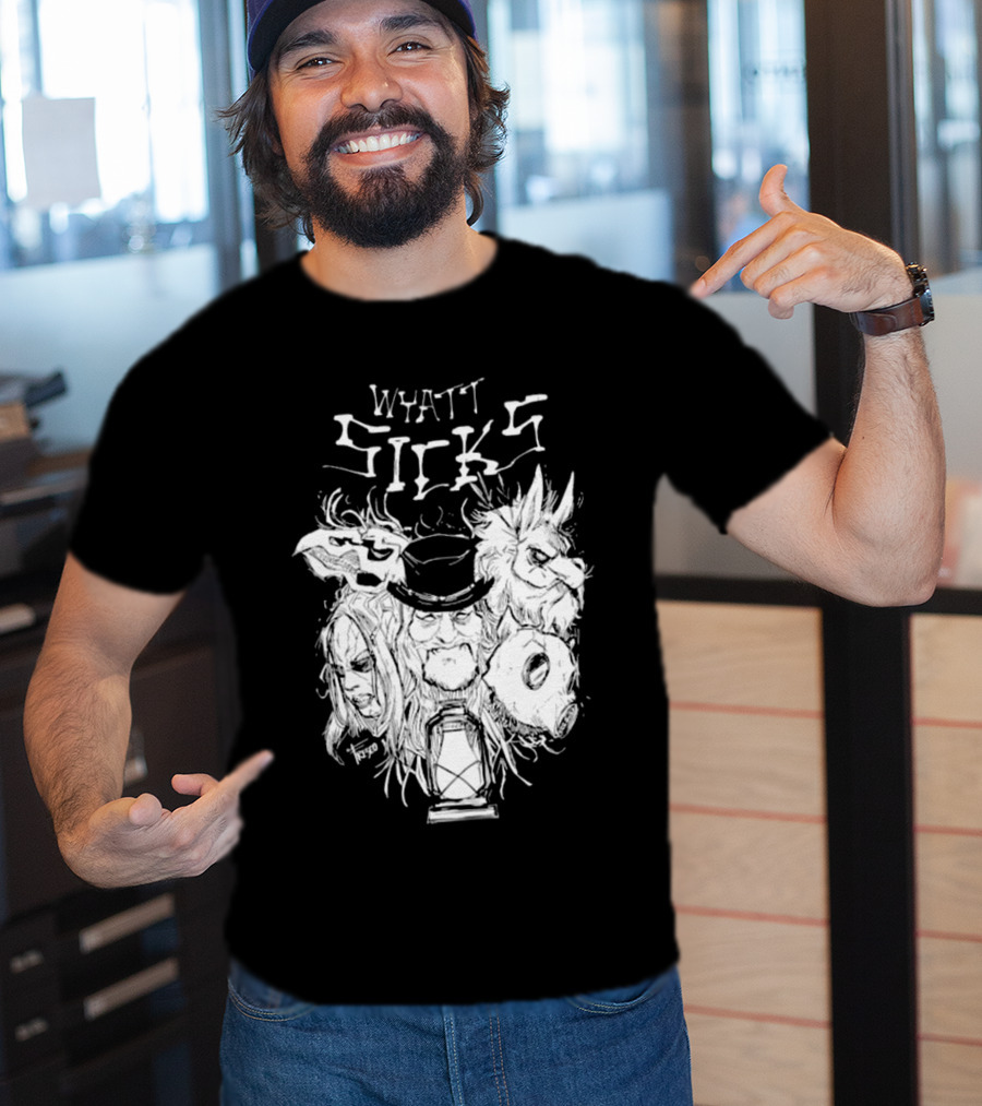 Wyatt Sicks Lantern And Masked Figures T-Shirt