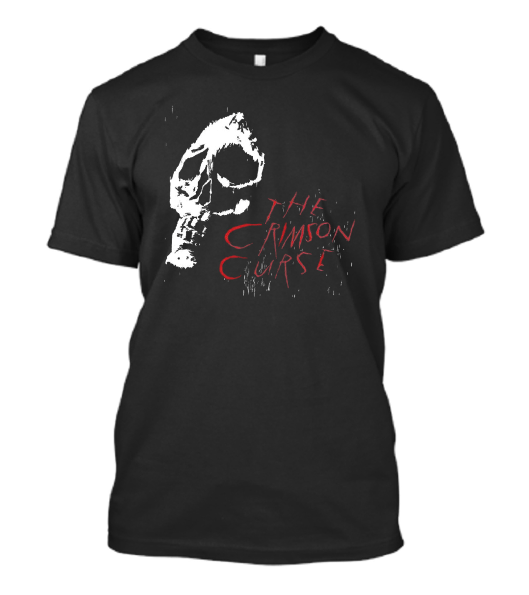 The Crimson Curse Skull White And Red Text With Skull T-Shirt