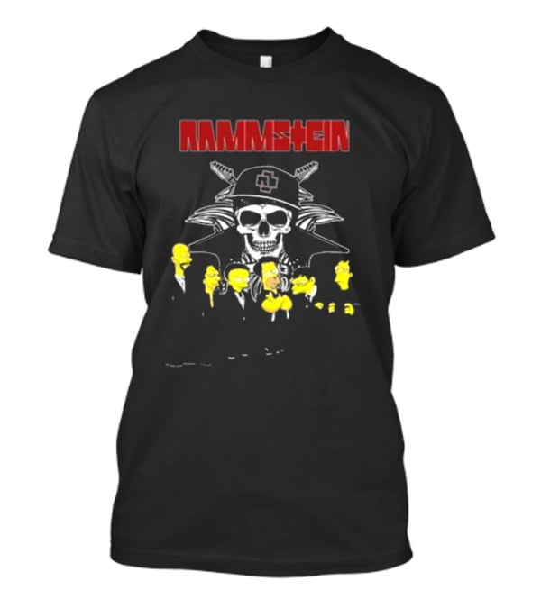 Rammstein Simpsons Crossover Skull And Family Band Characters T-Shirt