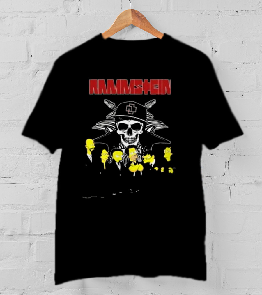 Rammstein Simpsons Crossover Skull And Family Band Characters T-Shirt