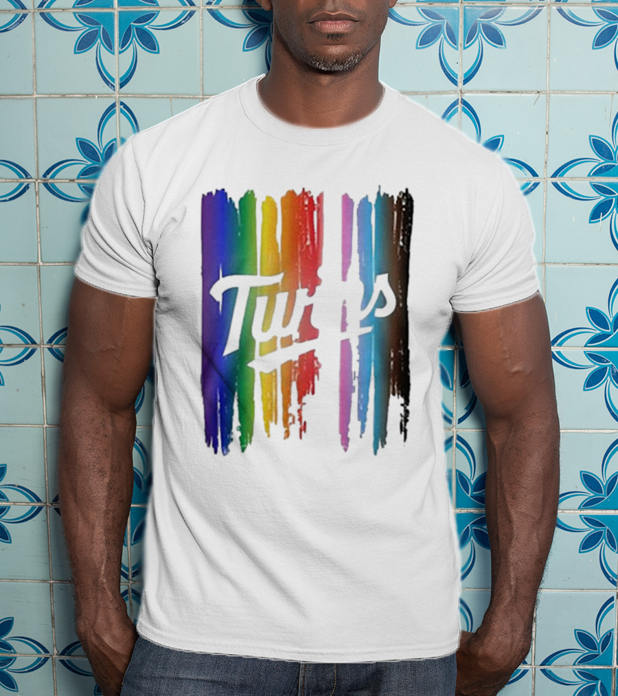 Twins Pride Day Rainbow Brush Strokes T-Shirt