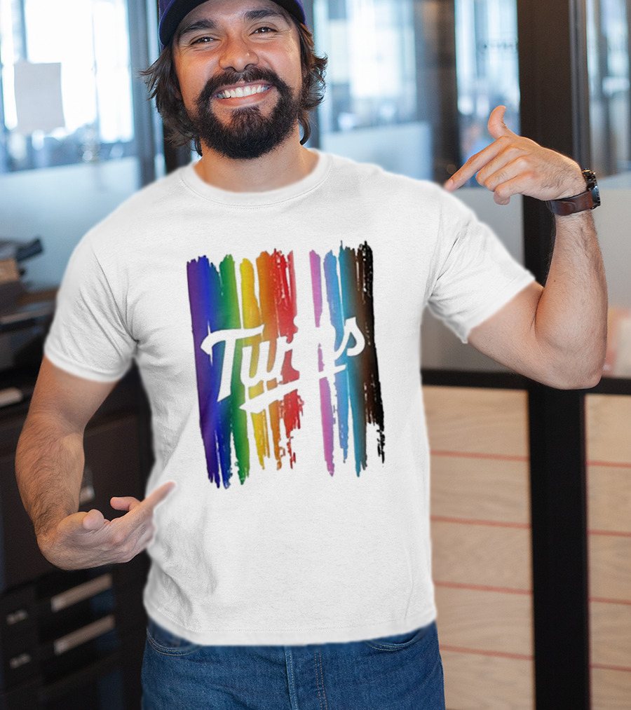 Twins Pride Day Rainbow Brush Strokes T-Shirt
