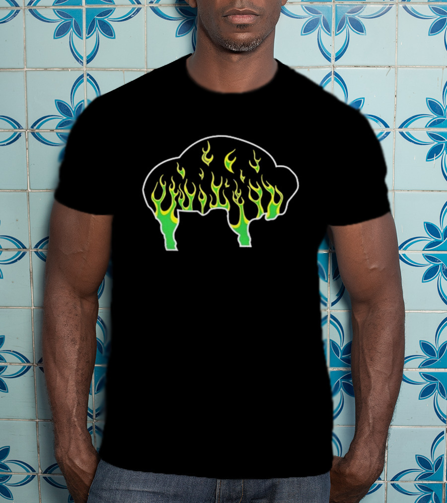 Buffalo The Old Pink Green Flame Buffalo T-Shirt