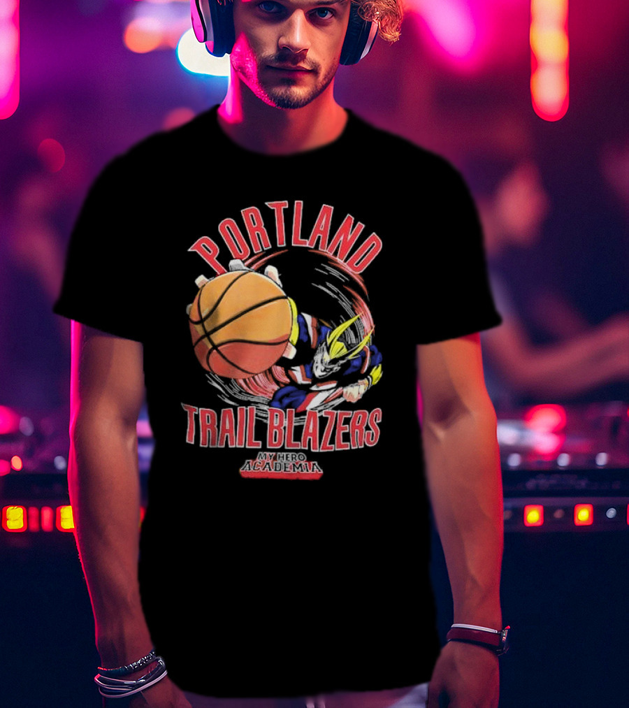 Portland Trail Blazers My Hero Academia All Might Basketball Smash T-Shirt