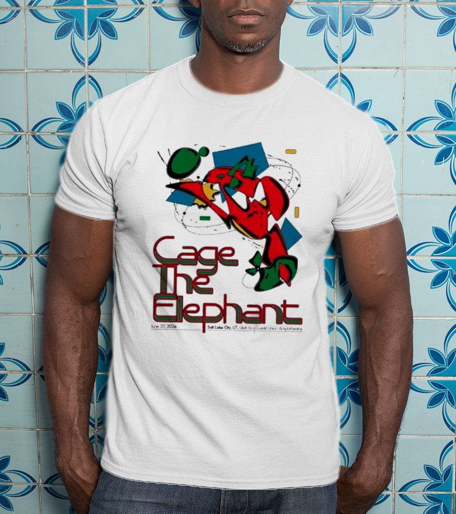 Cage The Elephant Salt Lake City Utah First Credit Union Amphitheatre June 20 Colorful Abstract T-Shirt