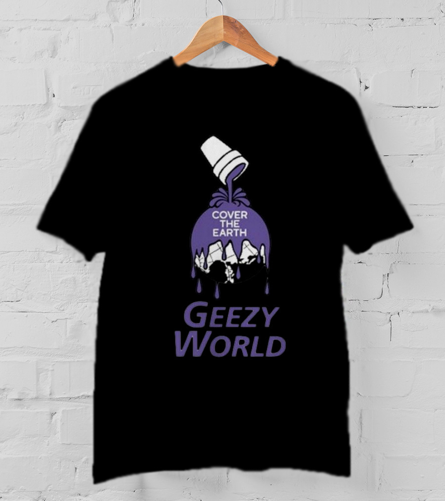 Cover The Earth Geezy World Purple Paint Cup T-Shirt